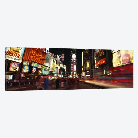 Blurred Motion View Of Nighttime Traffic Along 7th Avenue, Times Square, New York City, New York, USA Canvas Print #PIM6692} by Panoramic Images Canvas Print