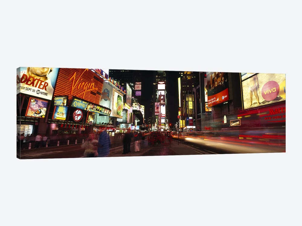 Blurred Motion View Of Nighttime Traffic Along 7th Avenue, Times Square, New York City, New York, USA by Panoramic Images 1-piece Canvas Print