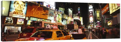 Buildings lit up at night in a cityBroadway, Times Square, Midtown Manhattan, Manhattan, New York City, New York State, USA Canvas Art Print - Performing Arts