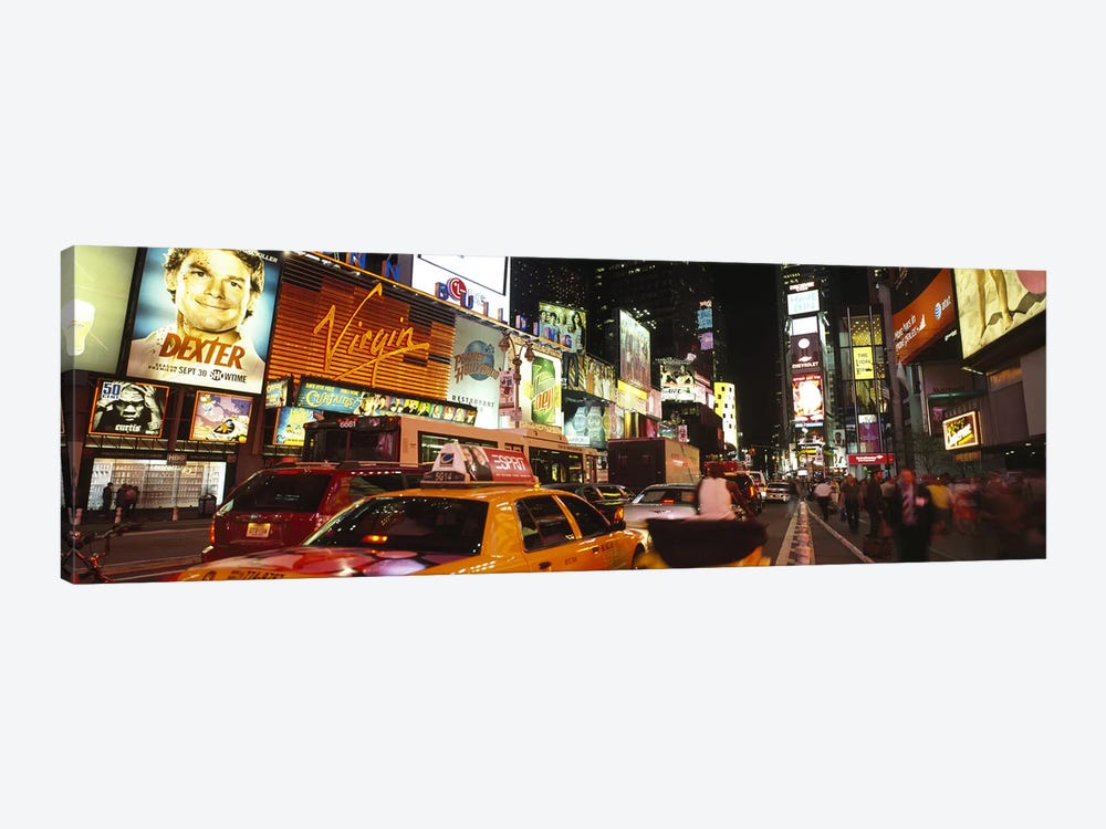 Buildings lit up at night in a cityBroadway, Times Square, Midtown Manhattan, Manhattan, New York City, New York State, USA by Panoramic Images 1-piece Canvas Art Print