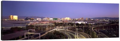 Roads in a city with an airport in the backgroundMcCarran International Airport, Las Vegas, Clark County, Nevada, USA Canvas Art Print - Airport Art