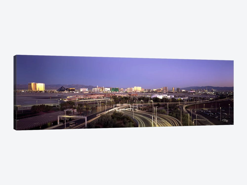 Roads in a city with an airport in the backgroundMcCarran International Airport, Las Vegas, Clark County, Nevada, USA by Panoramic Images 1-piece Canvas Art