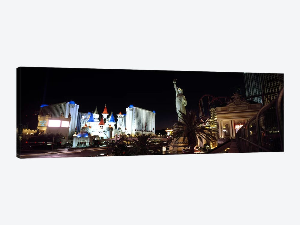Statue in front of a hotelNew York New York Hotel, Excalibur Hotel & Casino, The Las Vegas Strip, Las Vegas, Nevada, USA by Panoramic Images 1-piece Canvas Print