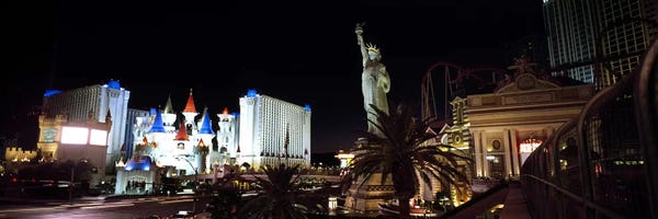 Statue Of Liberty: Statue in front of a hotelNew York New York Hotel, Excalibur Hotel & Casino, The Las Vegas Strip, Las Vegas, Nevada, USA by Panoramic Images