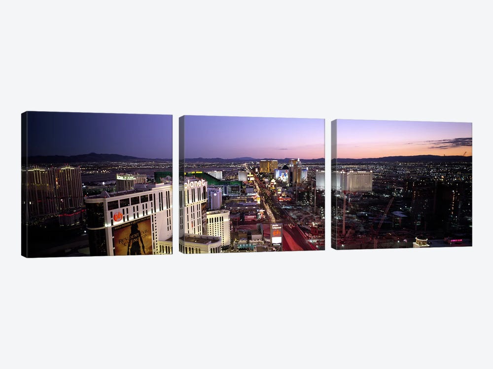 Aerial view of a cityParis Las Vegas, The Las Vegas Strip, Las Vegas, Nevada, USA by Panoramic Images 3-piece Canvas Wall Art