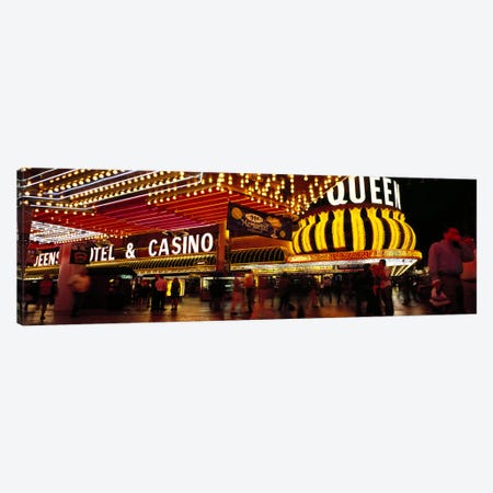 Casino lit up at night, Four Queens, Fremont Street, Las Vegas, Clark County, Nevada, USA Canvas Print #PIM6702} by Panoramic Images Canvas Print