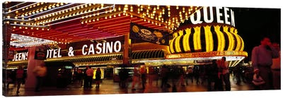 Casino lit up at night, Four Queens, Fremont Street, Las Vegas, Clark County, Nevada, USA Canvas Art Print - Gambling Art