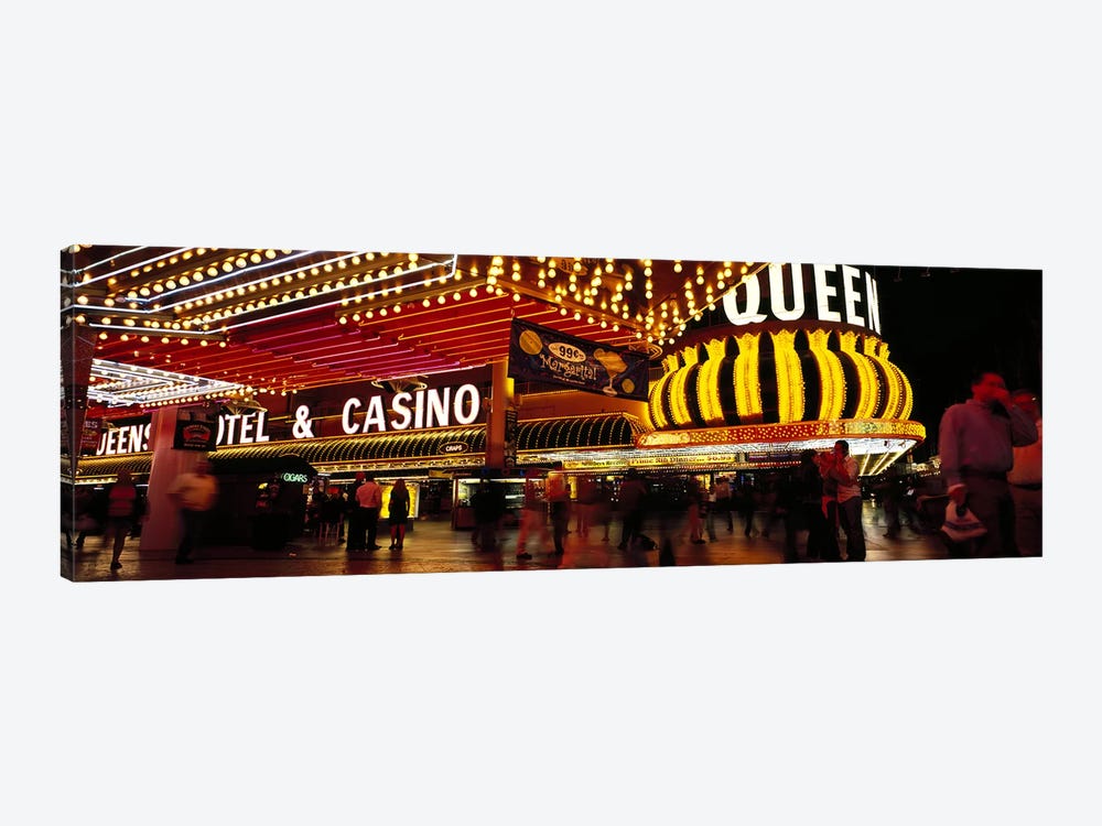 Casino lit up at night, Four Queens, Fremont Street, Las Vegas, Clark County, Nevada, USA by Panoramic Images 1-piece Canvas Print