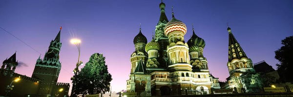 Domes: Low angle view of a cathedral, St. Basil's Cathedral, Red Square, Moscow, Russia by Panoramic Images