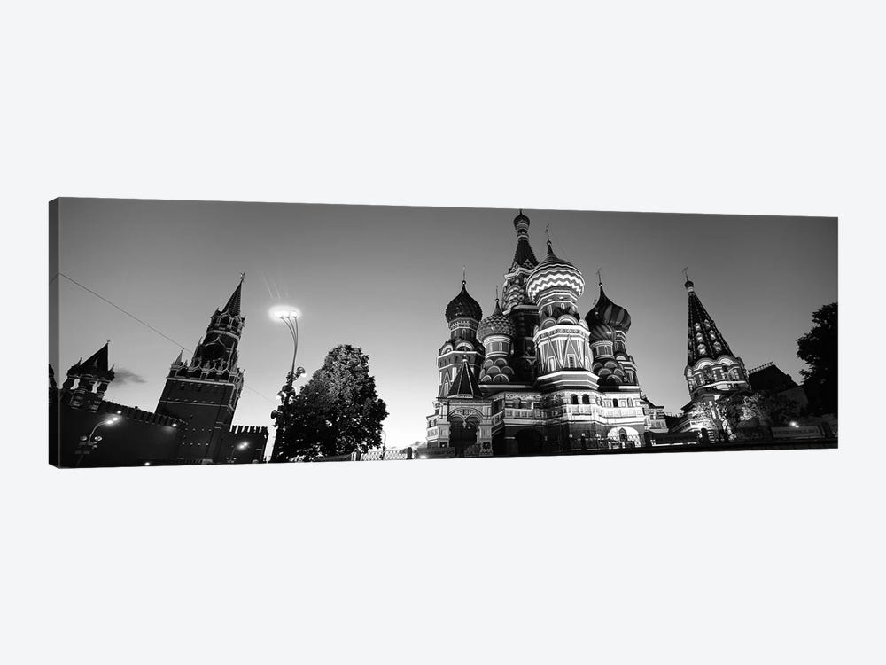 Low angle view of a cathedral, St. Basil's Cathedral, Red Square, Moscow, Russia (black & white) by Panoramic Images 1-piece Canvas Wall Art