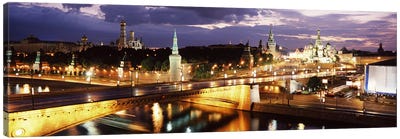 Nighttime View Of Red Square And Surrounding Architecture, Moscow, Russia Canvas Art Print