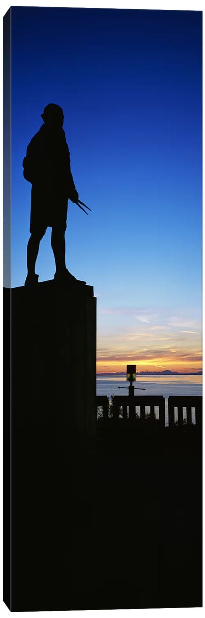 Captain Cook Monument Silhouette, Anchorage, Alaska, USA Canvas Art Print - Alaska Art