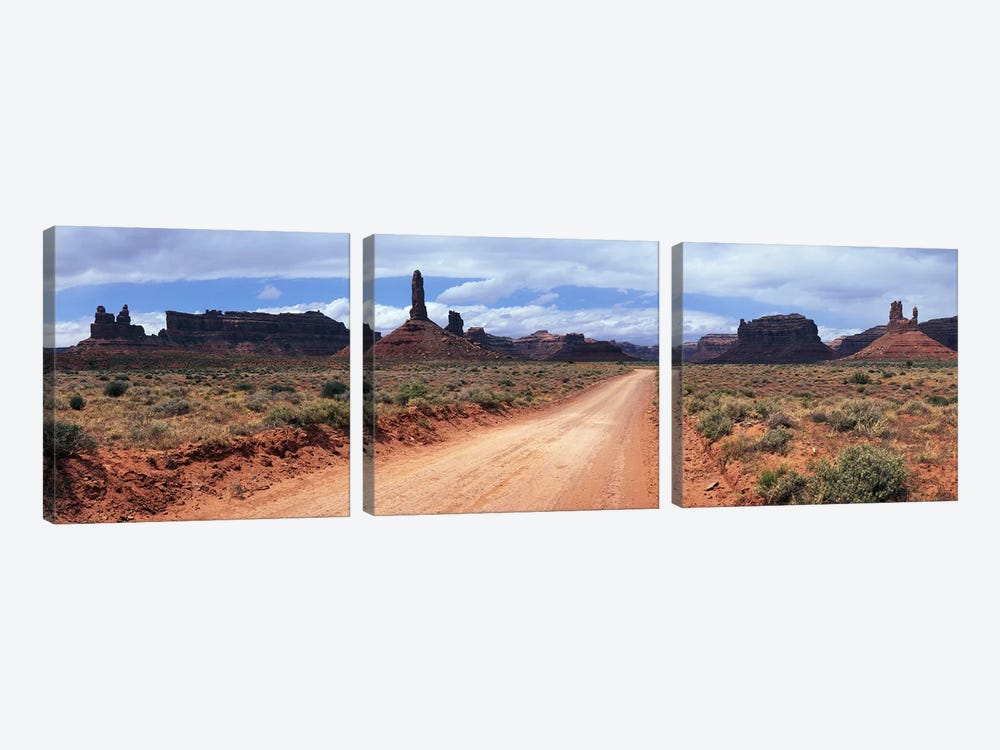 View From Scenic Loop, Valley Of The Gods, Bears Ears National Monument, San Juan County, Utah by Panoramic Images 3-piece Canvas Art Print