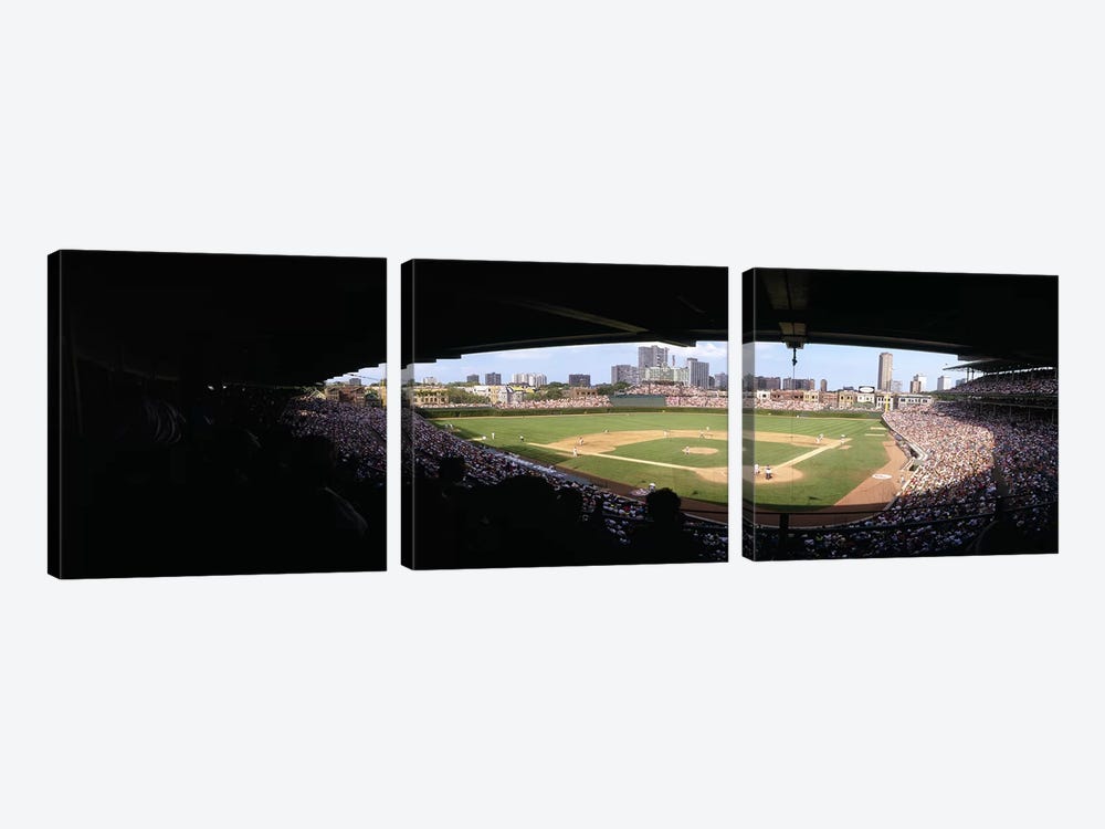 High angle view of a baseball stadium, Wrigley Field, Chicago, Illinois, USA by Panoramic Images 3-piece Canvas Art Print