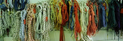 Colorful braided ropes for sailing in a store by Panoramic Images canvas print
