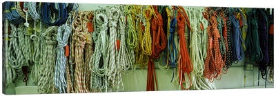 Colorful braided ropes for sailing in a store Canvas Art Print
