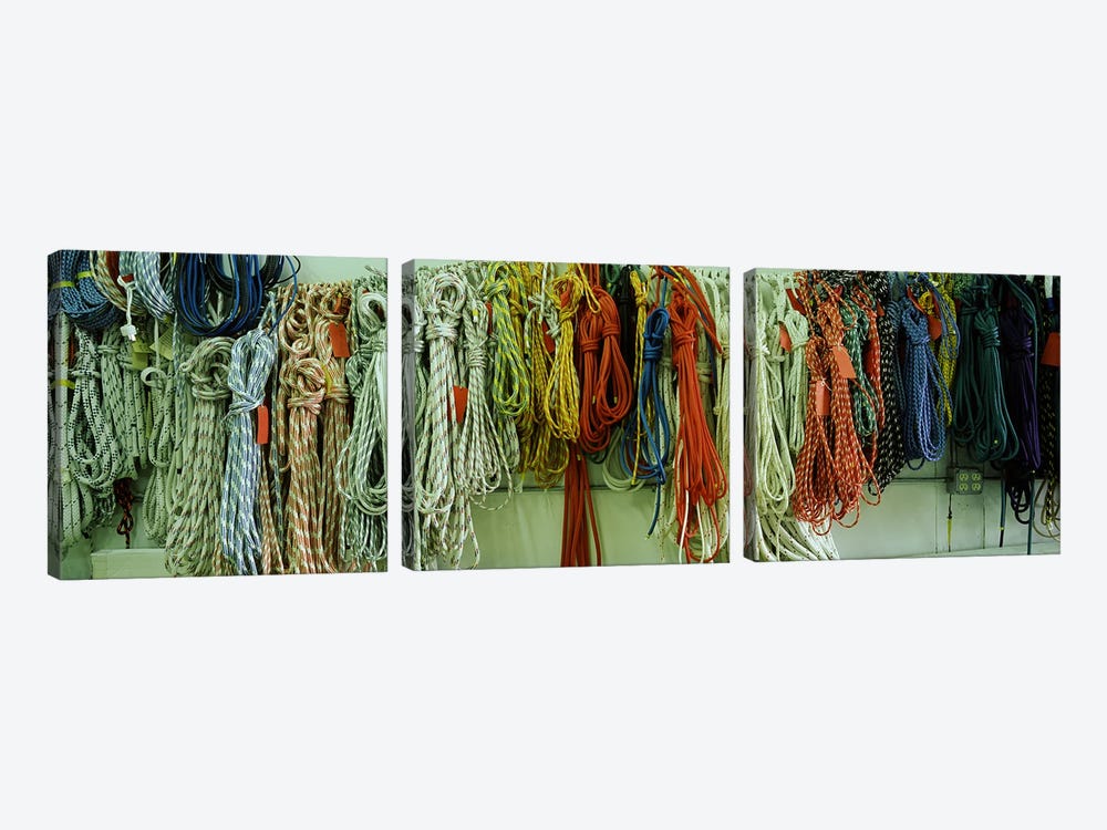 Colorful braided ropes for sailing in a store by Panoramic Images 3-piece Canvas Art