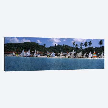 Landed Work Boats During The Grenada Sailing Festival, Grand Anse Beach, St. George Parish, Grenada Canvas Print #PIM6755} by Panoramic Images Canvas Art Print