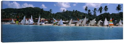 Landed Work Boats During The Grenada Sailing Festival, Grand Anse Beach, St. George Parish, Grenada Canvas Art Print