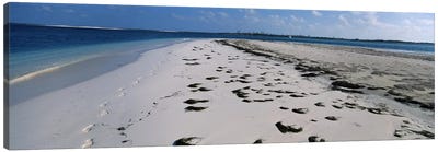 Footprints on the beach, Cienfuegos, Cienfuegos Province, Cuba Canvas Art Print - Sandy Beach Art