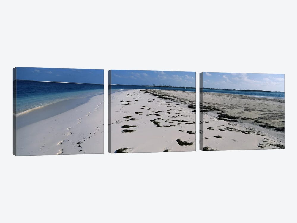 Footprints on the beach, Cienfuegos, Cienfuegos Province, Cuba by Panoramic Images 3-piece Canvas Art Print