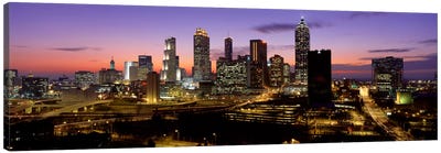 Skyline At Dusk, Cityscape, Skyline, City, Atlanta, Georgia, USA Canvas Art Print - Panoramic Cityscapes