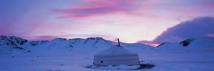 Yurt the traditional Mongolian yurt on a frozen lake, Independent Mongolia by Panoramic Images wall art