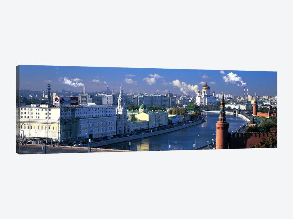 Buildings at the waterfront, Moskva River, Moscow, Russia by Panoramic Images 1-piece Canvas Art Print