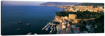 High-Angel View Of Sorrento & Bay Of Naples, Campania, Italy Canvas Art Print - Campania Art