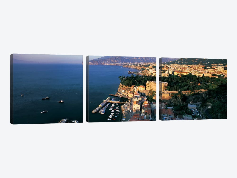 High-Angel View Of Sorrento & Bay Of Naples, Campania, Italy by Panoramic Images 3-piece Canvas Print