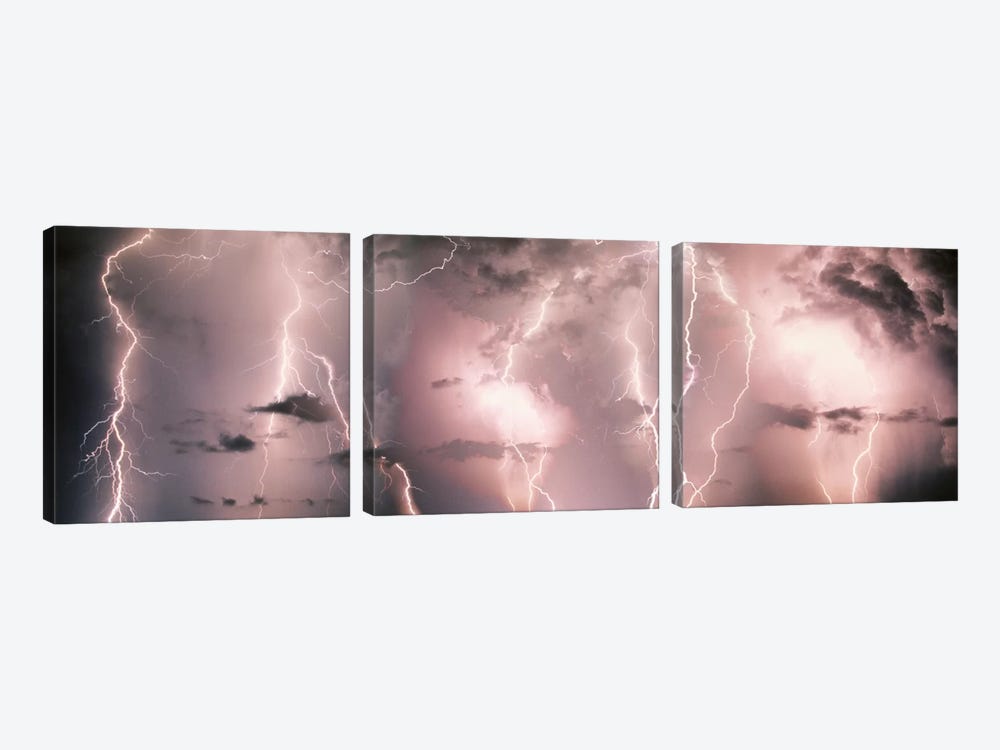 Lightning Storm In A Purple Sky by Panoramic Images 3-piece Canvas Print
