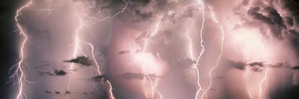 Lightning: Lightning Storm In A Purple Sky by Panoramic Images