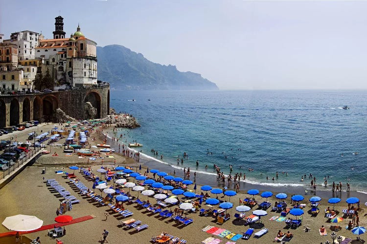 Coastal Beach Landscape, Atrani, Amalfi Coast, Salerno Province, Campania, Italy