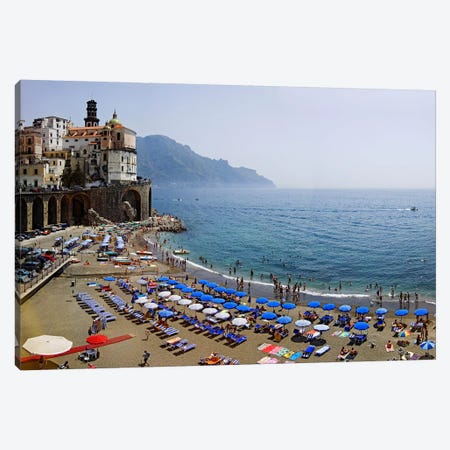 Coastal Beach Landscape, Atrani, Amalfi Coast, Salerno Province, Campania, Italy Canvas Print #PIM6803} by Panoramic Images Canvas Art