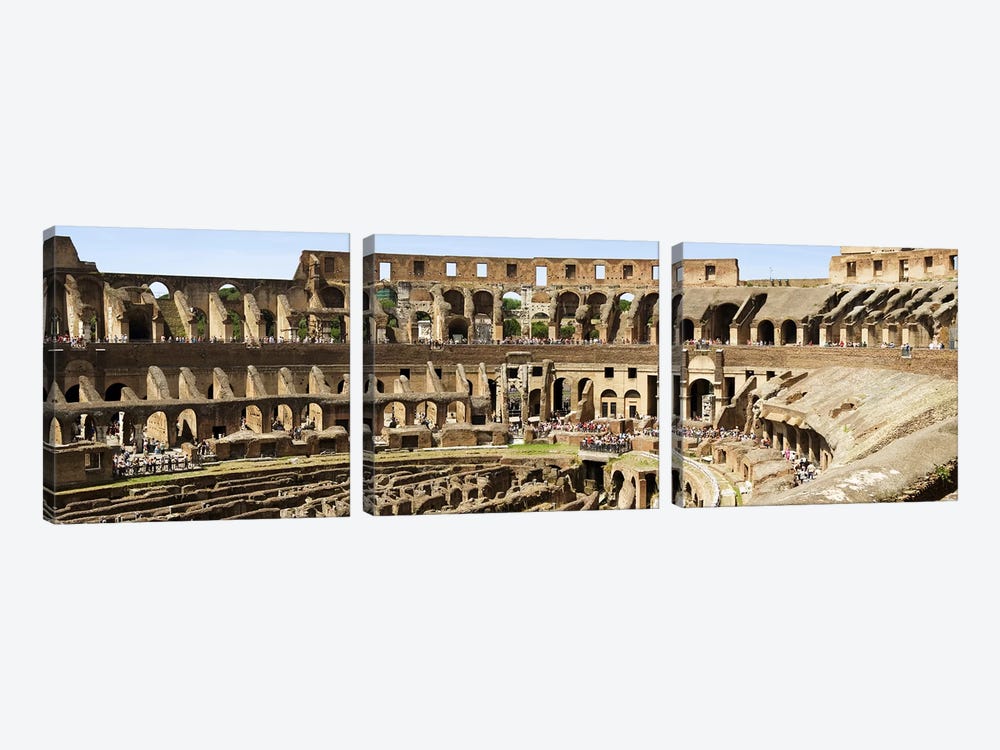Interiors of an amphitheater, Coliseum, Rome, Lazio, Italy by Panoramic Images 3-piece Art Print