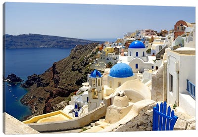 High angle view of a church, Oia, Santorini, Cyclades Islands, Greece Canvas Art Print - 3-Piece Best Sellers