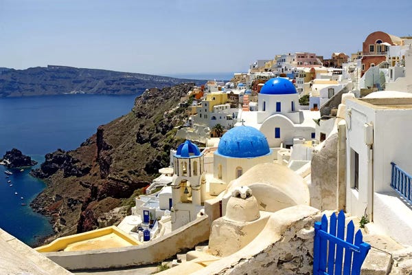 Panoramic Images: High angle view of a church, Oia, Santorini, Cyclades Islands, Greece by Panoramic Images