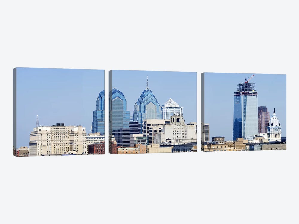 Skyscrapers in a city, Philadelphia, Philadelphia County, Pennsylvania, USA by Panoramic Images 3-piece Art Print