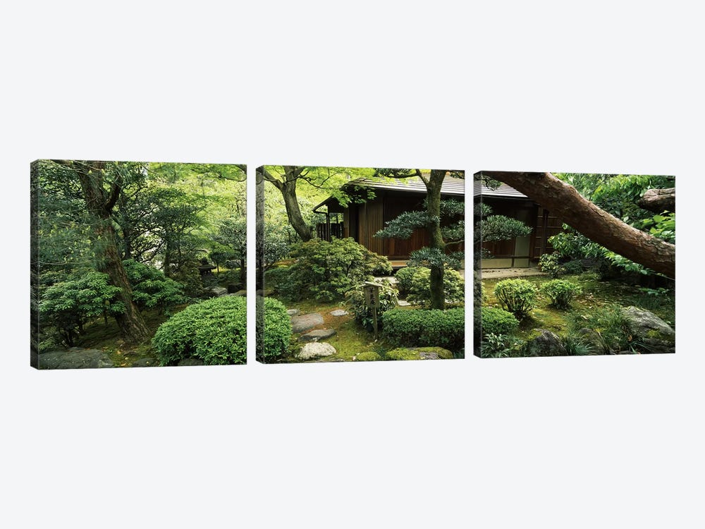 Temple in a garden, Yuzen-En Garden, Chion-In, Higashiyama Ward, Kyoto, Kyoto Prefecture, Kinki Region, Honshu, Japan by Panoramic Images 3-piece Canvas Artwork
