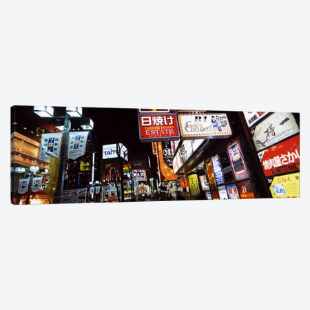 Illuminated Commercial Signboards, Shinjuku Ward, Tokyo, Kanto Region, Honshu, Japan Canvas Print #PIM6822} by Panoramic Images Canvas Wall Art