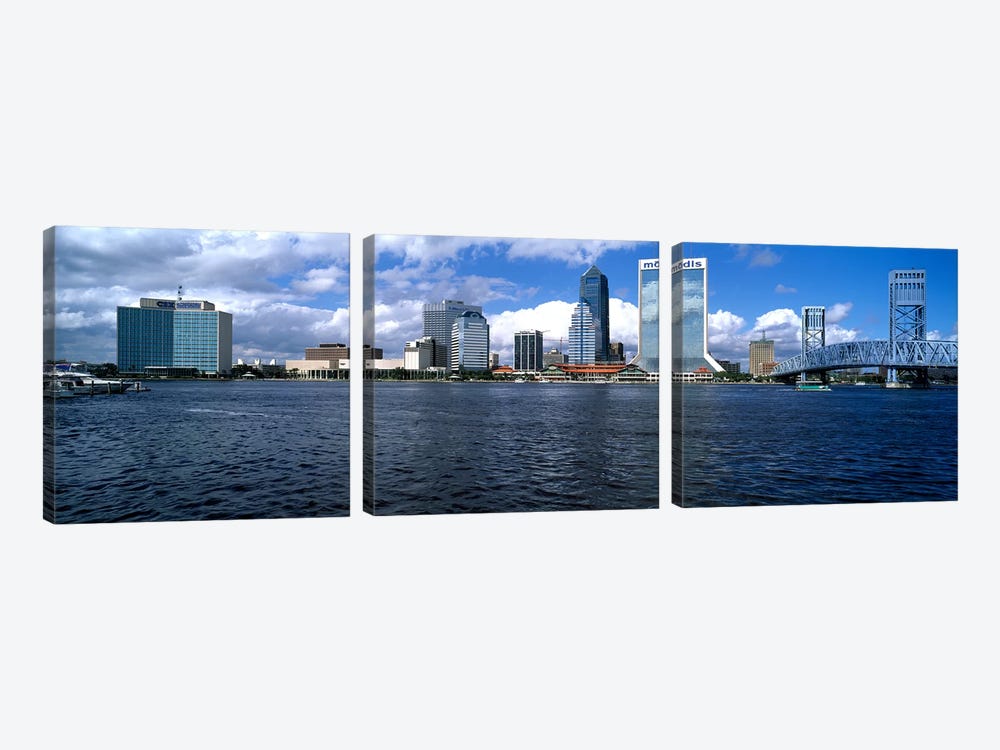 Buildings at the waterfront, St. John's River, Jacksonville, Duval County, Florida, USA by Panoramic Images 3-piece Canvas Art Print