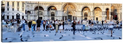 Tourists in front of a cathedral, St. Mark's Basilica, Piazza San Marco, Venice, Italy Canvas Art Print - City Street Art