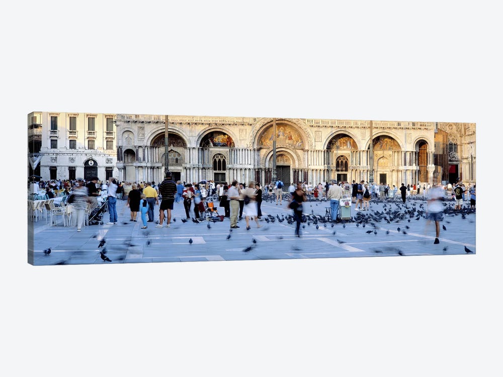 Tourists in front of a cathedral, St. Mark's Basilica, Piazza San Marco, Venice, Italy by Panoramic Images 1-piece Canvas Print