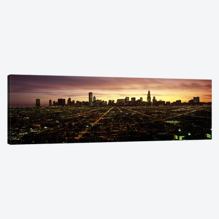 CGI composite, High angle view of a city at night, Chicago, Cook County, Illinois, USA Canvas Print #PIM6836} by Panoramic Images Canvas Wall Art