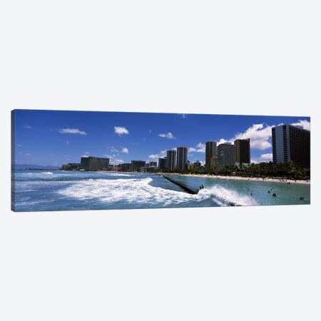 Buildings at the waterfront, Waikiki Beach, Honolulu, Oahu, Hawaii, USA Canvas Print #PIM6837} by Panoramic Images Canvas Art