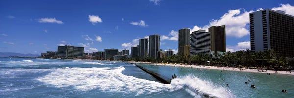 Waikiki: Buildings at the waterfront, Waikiki Beach, Honolulu, Oahu, Hawaii, USA by Panoramic Images
