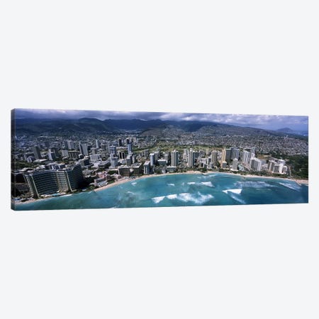 Aerial view of a city, Waikiki Beach, Honolulu, Oahu, Hawaii, USA Canvas Print #PIM6838} by Panoramic Images Canvas Print