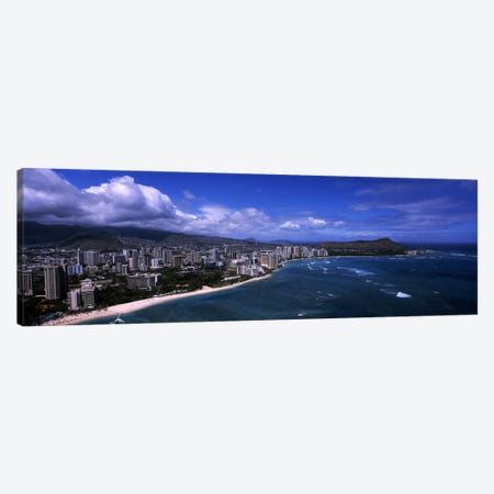 Buildings at the waterfront, Waikiki Beach, Honolulu, Oahu, Hawaii, USA #2 Canvas Print #PIM6839} by Panoramic Images Art Print