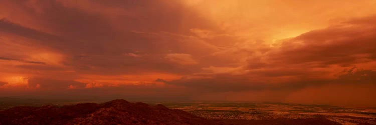 Stormy Orange Sunset Over Phoenix, Arizona, USA