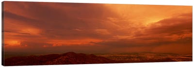 Stormy Orange Sunset Over Phoenix, Arizona, USA Canvas Art Print - Phoenix Art